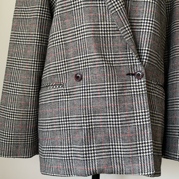 Vintage Le Chateau Houndstooth-Plaid Double-Breasted Blazer - Size 11/12 - Picture 4 of 9